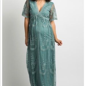 Lace Mesh Overlay Maternity Maxi